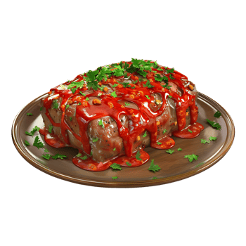 Meatloaf on plate Close-Up with Transparent Background png