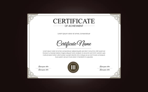 Certificate for Dedication and Commitment design templet vector