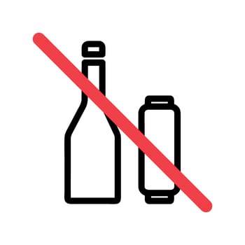 No alcohol, outline icons isolated on white background. vector
