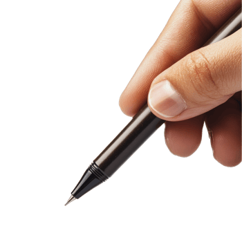 Hand holding a pen during note-taking activity png