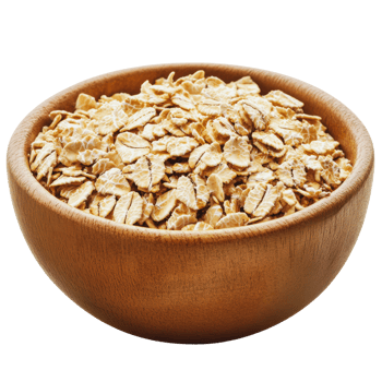 Oatmeal in a wooden bowl on a kitchen countertop png