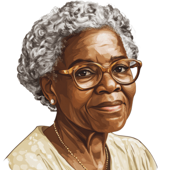 Elderly woman with glasses smiling warmly indoors png