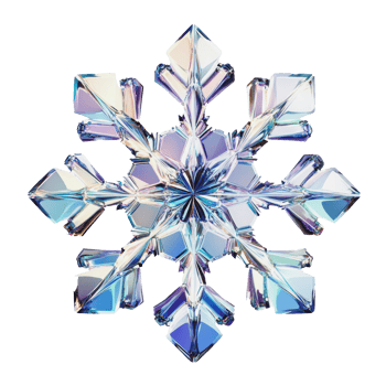 Reflective crystal snowflake design png