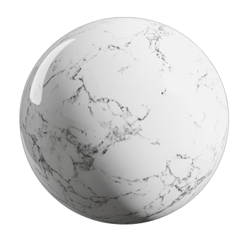 White marble sphere with detailed texture png