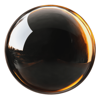 Reflective orb by the lakeside at sunset png