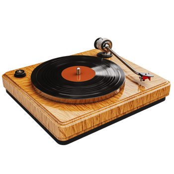 Vintage record player on wooden surface png