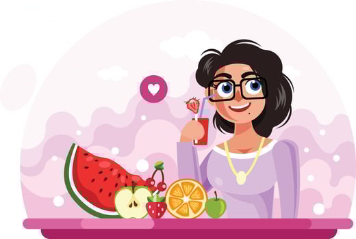 Young Girl Drinking Juice Illustration vector