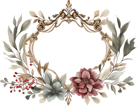 a floral frame with leaves and flowers png