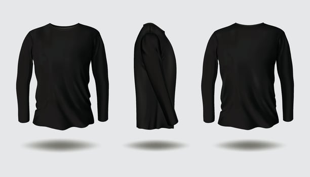 Black long sleeve mock up template vector