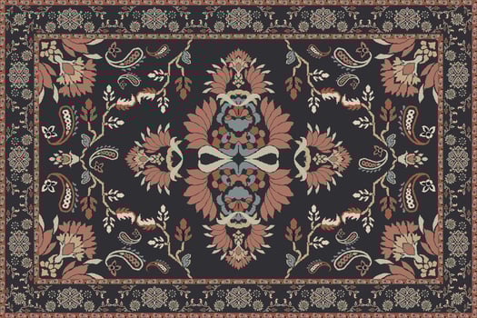 Vintage Arabic pattern. Persian colored carpet. Rich ornament for fabric design, handmade, interior decoration, textiles. Blue and beige background. vector