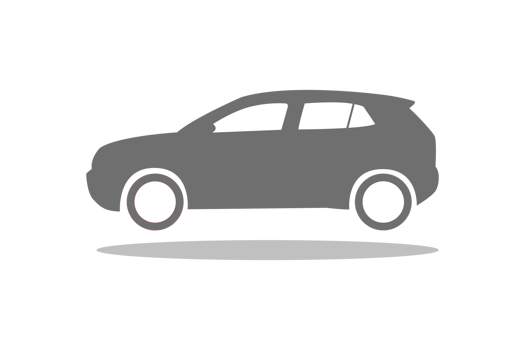 simple icon of a floating two-box car side view colored in dark gray with dropped shadow png