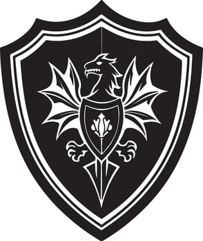 Medieval Shield - A shield with a heraldic emblem in silhouette vector