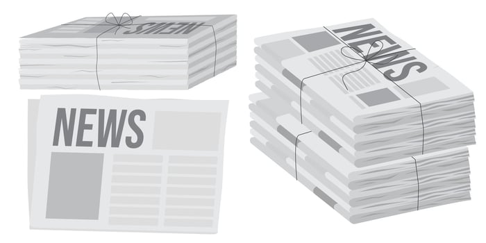 Pile of newspapers on white background. Stack of newspapers. Paper waste vector