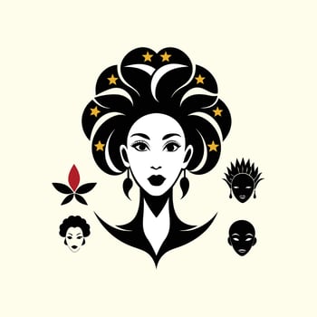 A woman with a star on her head and other symbols vector