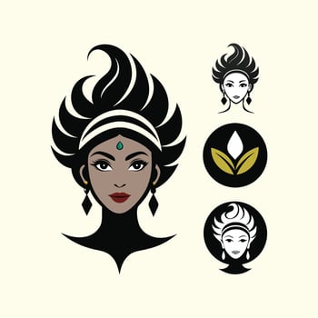 A woman with a headdress and leaves on her head vector