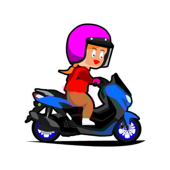 Cute riding scooter matic motorcycle cartoon illustration vector