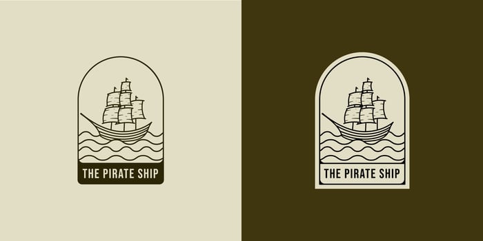 Sailing ship logo illustration. Ship or Boat modern line art logo design. Sailing ship, sailing boat logo badge design vector