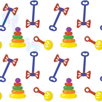 Children toys seamless pattern colorful cartoon style illustration. vector