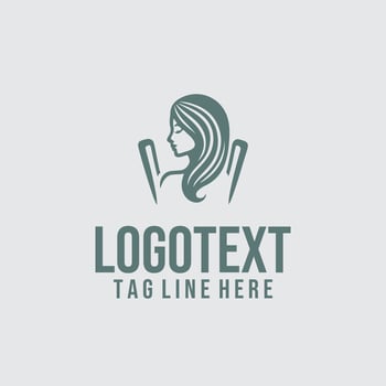 A woman with long hair logo design vector