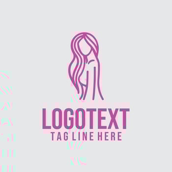 A woman with long hair logo design vector