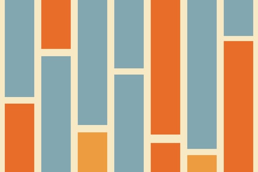 A blue and orange striped background with squares vector