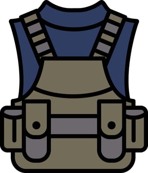 A black and white drawing of a vest with pockets vector