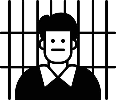 A man is in a jail cell with bars on the window vector