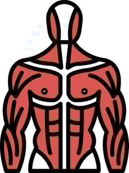 A man's body is drawn in black and white vector