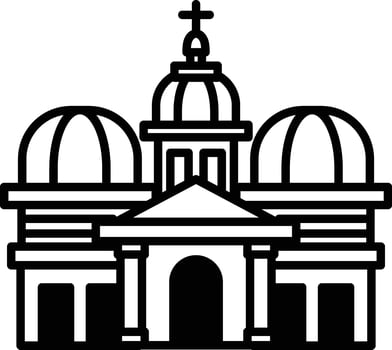 A large building with a dome on top and a cross on top of it vector