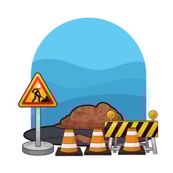 illustration of traffic cones and barriers in construction work vector