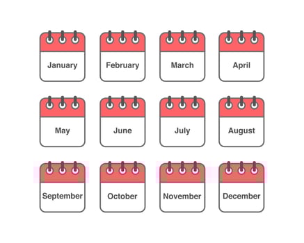 set of icons. Daily, monthly, yearly calendar icon vector