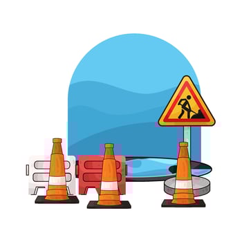 traffic cone in construction area illustration vector