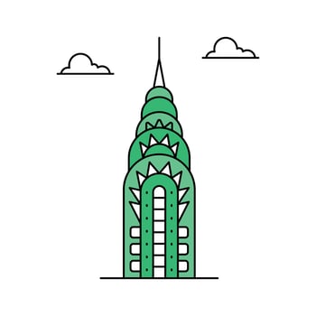 Art Deco skyscraper in New York City, chrysler building design vector