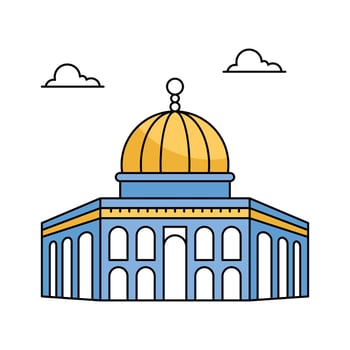 Islamic shrine in Jerusalem, known for its golden dome and religious significance vector