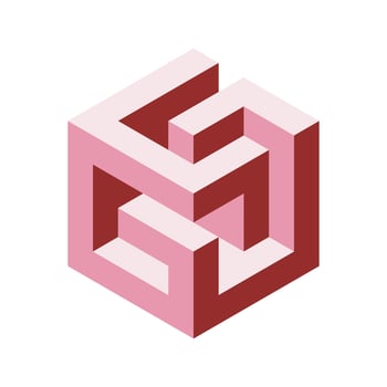 Cube logo, geometric design. Box logotype company, trendy techno emblem in isometric 3D style. vector