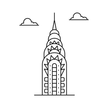Art Deco skyscraper in New York City, chrysler building design vector