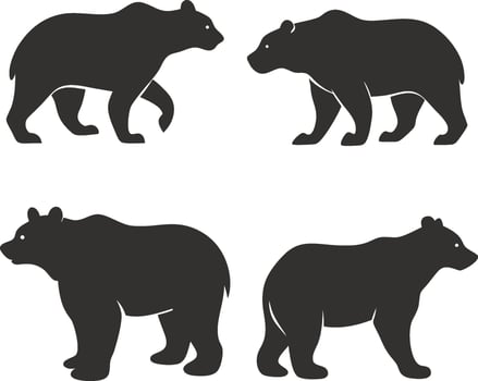 bear silhouette set vector
