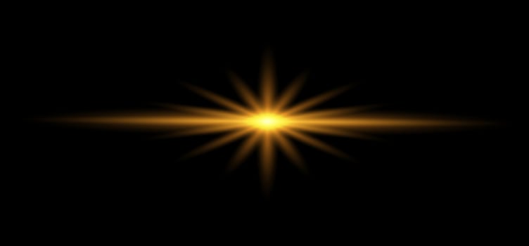 Horizon glow yellow, orange. Light effect of lens flares. Yellow horizontal glowing light effect with on transparent background. illustration scattered light. Laser beam on the horizon. vector