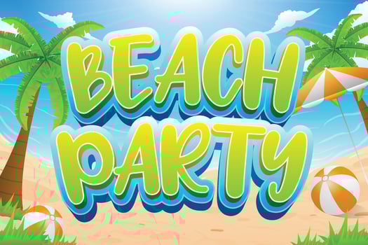 summer design with the words beach part with beach illustrations vector