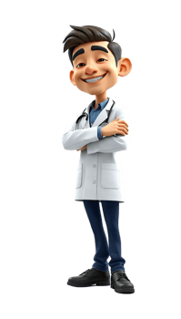 3d doctor wearing lab coat, transparent background png
