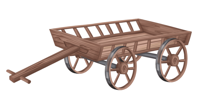 Wooden garden cart. Transportation of vegetables, fruits, and food. Farm work, harvesting fields and crops. Autumn festivals and holidays in a rustic style. Isolated handmade digital illustrations png