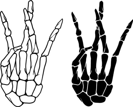 west side gang signs sekeleton fingers hand drawn illustration vector