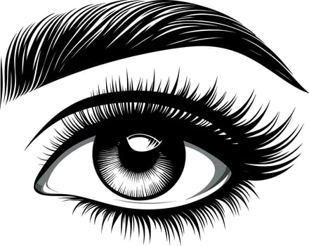 eye with eye brow black and white silhouette isolated design vector