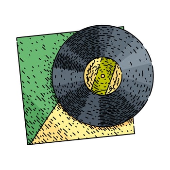 groove vynil record sketch hand drawn vector