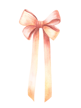 Golden pink bow in pastel colours, satin vintage ribbon, coquette style hair bow Cute hairstyle elements. Trendy girls accessories. Watercolor hand drawn illustration. Clipart Isolated from background png