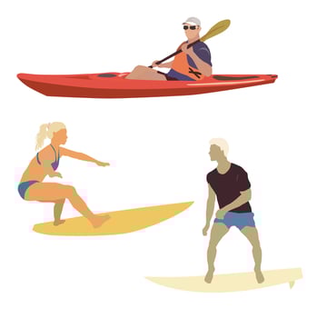 They go in for sports. Sports, healthy recreation, illustration. Active sports and sports exercises. Colored silhouettes. vector