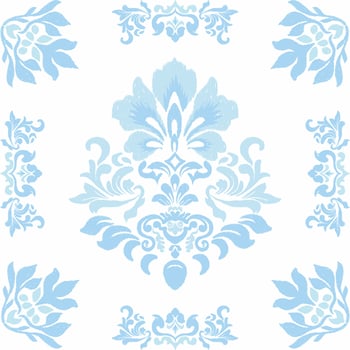 A blue and white floral pattern vector