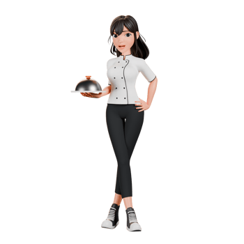 3D Chef Character Holding a Covered Dish png
