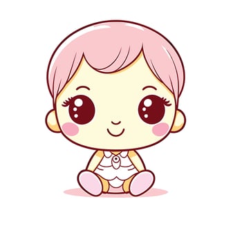 Baby Girl.Cute cartoon newborn baby girl isolated on white background vector