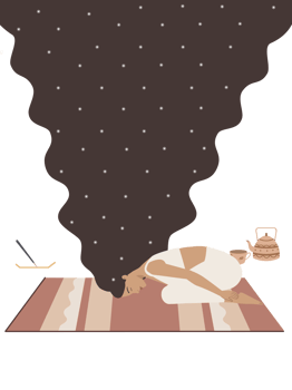White woman long hair doing yoga poster png